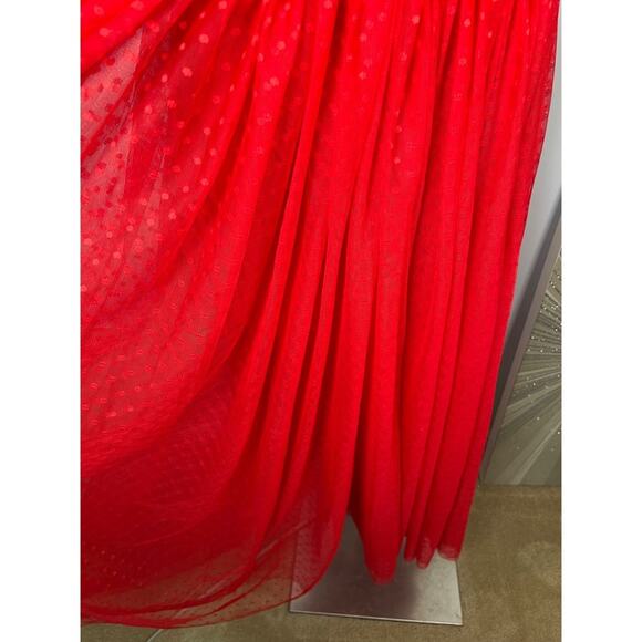 SAU LEE Selena Swiss Dot Tulle Red Bustier Maxi Dress Size 4 - Picture 9 of 11